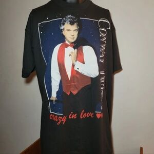 Vintage 80s Conway Twitty Crazy in Love Shirt- Mens XL-Country Music,concert,